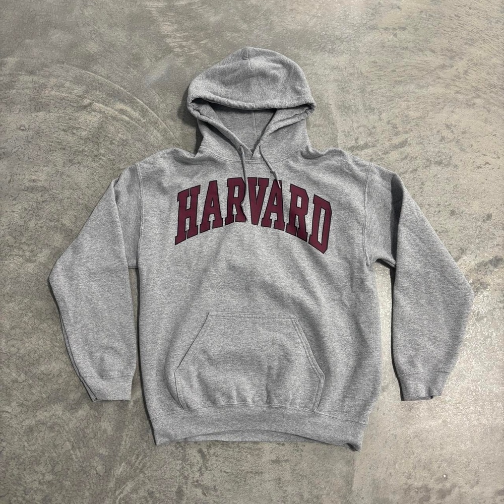 Gray Harvard University Hoodie Mens Medium Gildan Maroon Arch Logo